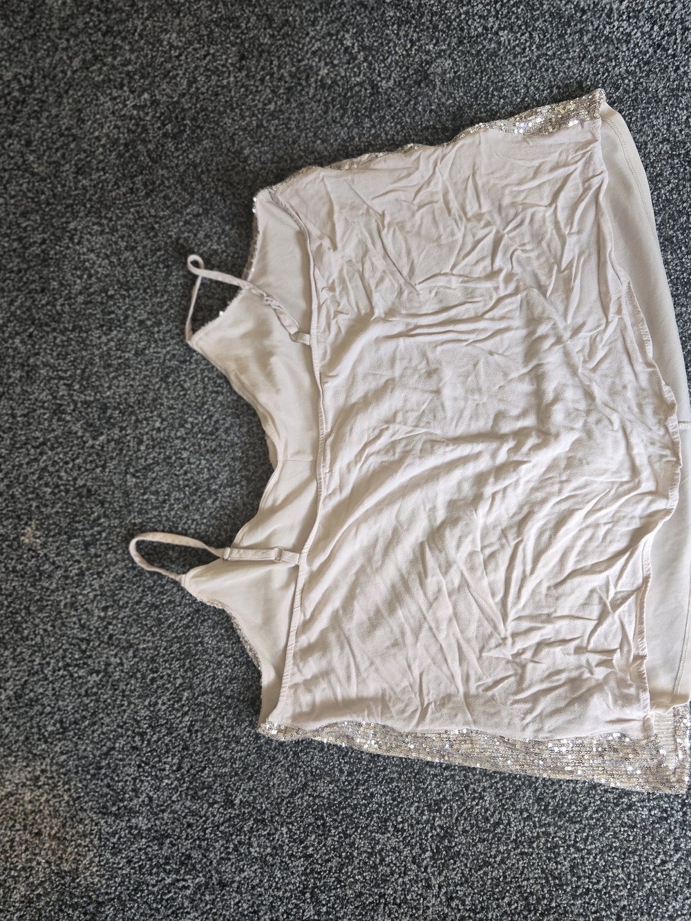 Sequin Spaghetti Strap Cami Tank Top - Champagne - Picture 9 of 11